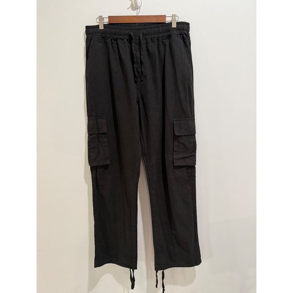 Unbranded Pants - Black Cargo Pants Women XL Elastic Waist Drawstring Utility Streetwear